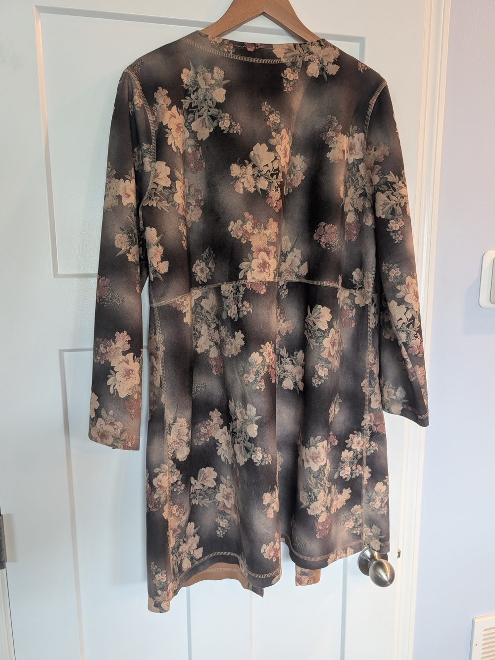 Solitaire Black Trench Coat with Blush Floral Print